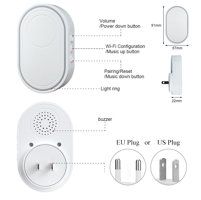 Smart Life WIFI Door Sensor Tuya Window Open Ring Bell Alarm Detector Magnetic Contact Chime Burglar Entry Alert Home Security
