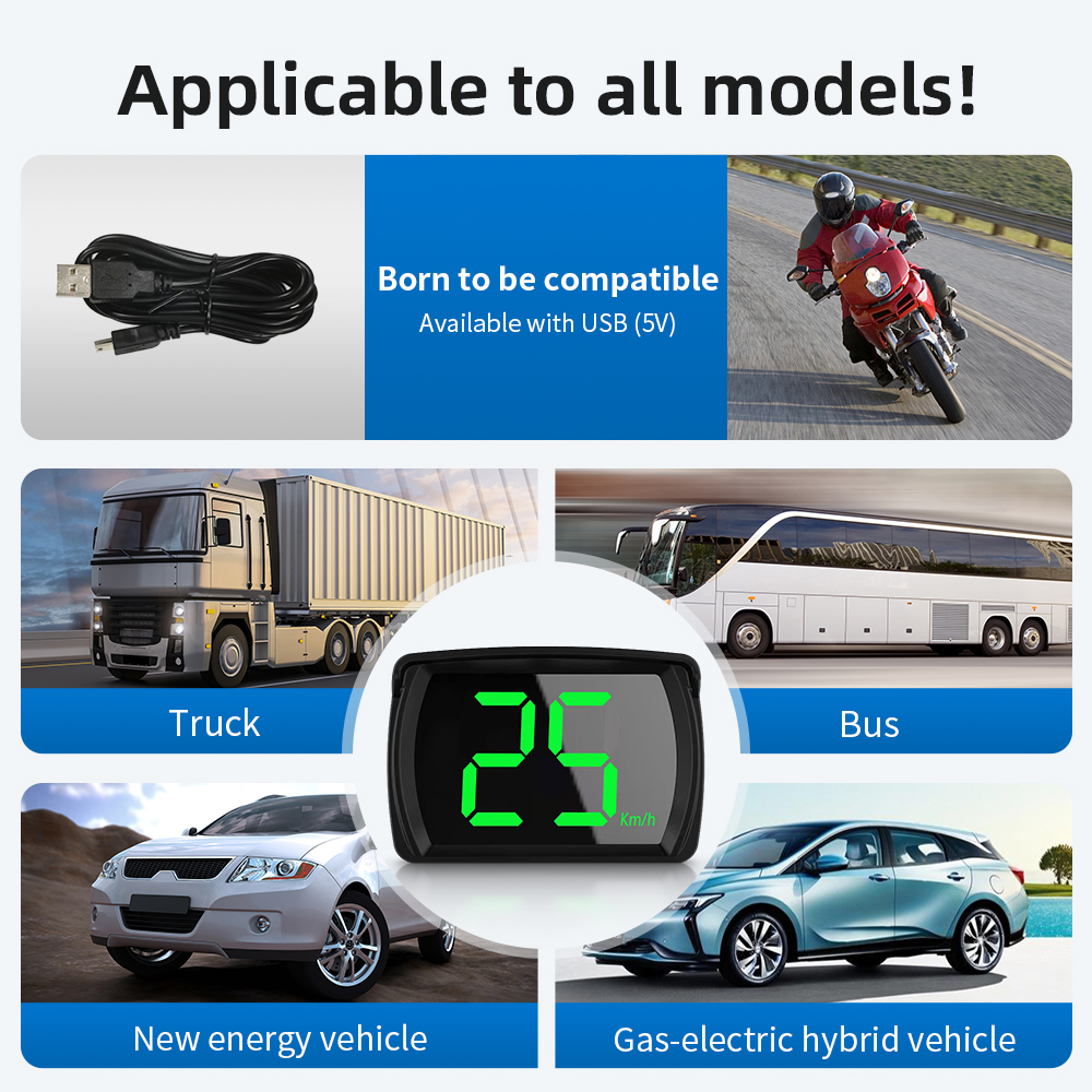 New Universal HUD Head Up Display GPS Digital Speedometer Big Font Speed Meter KMH MPH for All Car Truck Plug and Play Auto Part