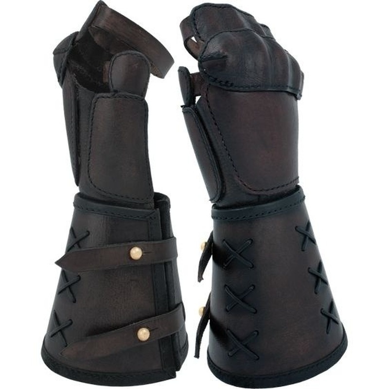 Vintage Samurai Leather Armor Bracer Steampunk Medieval Para Hombres Guantes Medieval Armor Gloves for Men Cosplay Props