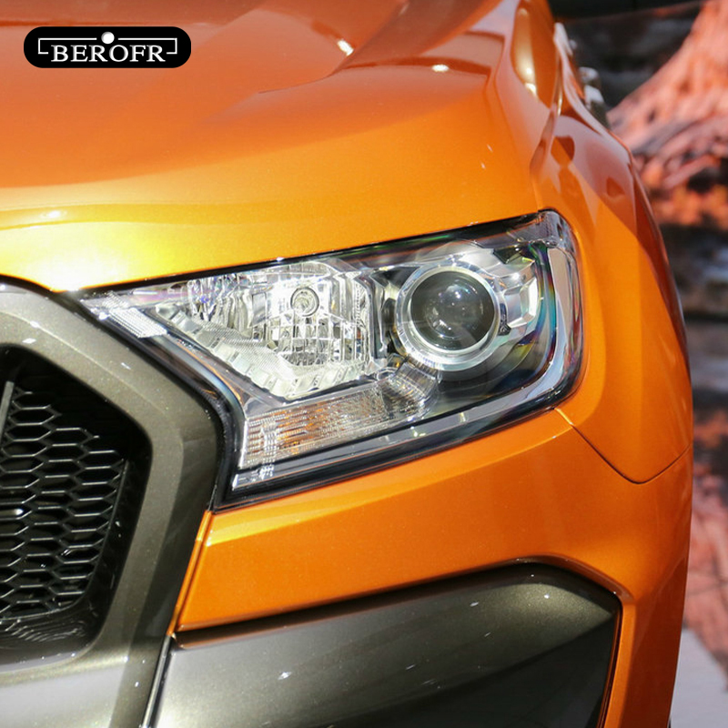 For Ford Ranger Wildtrak Raptor 2015-Present Car Headlight Tint Black Protective Film Transparent TPU Sticker Accessories 2 Pcs