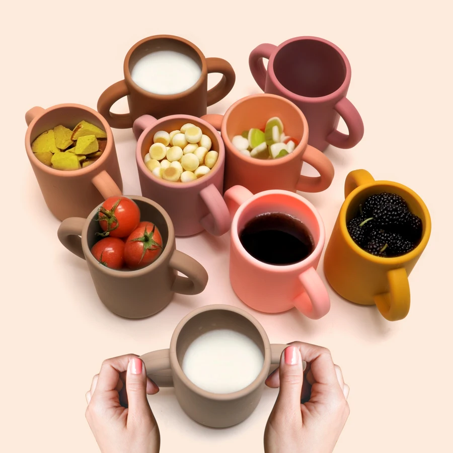 Mother Kids Baby 2025 Silicone Feeding Toddler Cups Tableware Child Bottle Learning Drinking new Cup With Handle BPA Free Baby Items