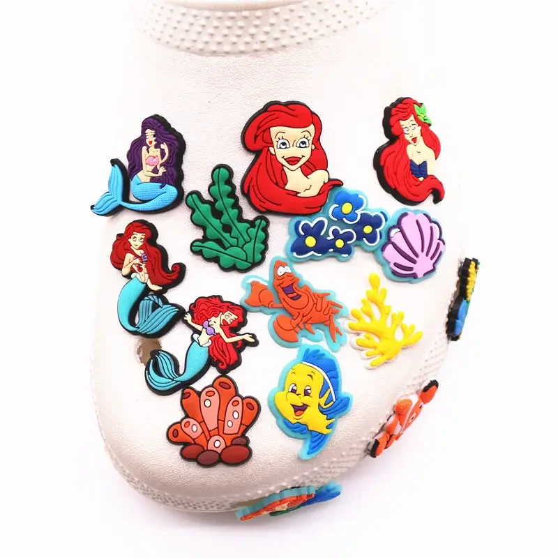 Single Sale 1pcs Mermaid Fairy Tales PVC new Shoes Charms Pins Jeans Shoe Buckle Decorations 2025 Seaweed Sandals Accessories Kids Gifts