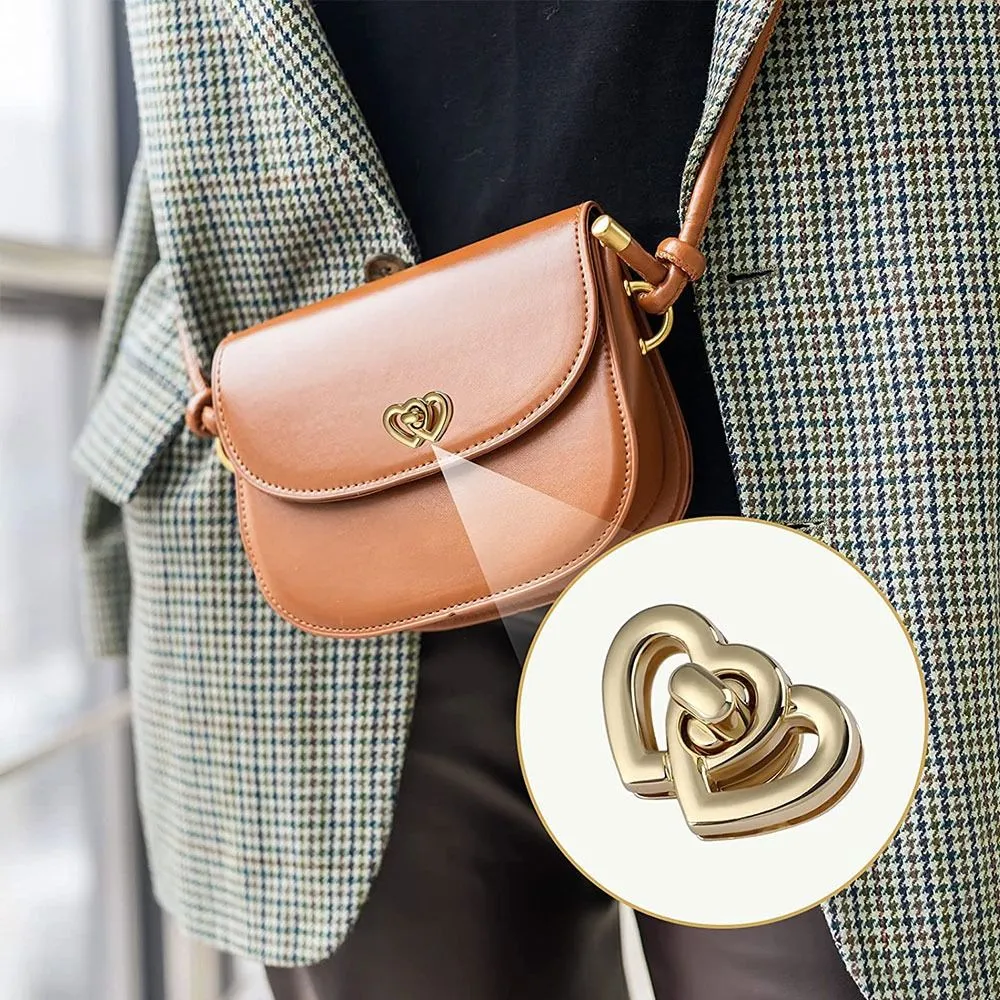 Heart Shape Metal Clasp Turn Lock Twist Lock DIY Handbag Bag Purse Luggage Lock Bag Buckle Hardware Closure Bag Part Accessories