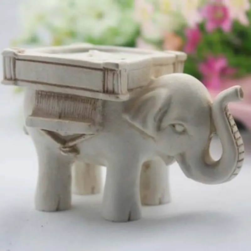 Lucky Elephant Candle Holders Resin Retro Creative Small Candlestick Birthday Wedding Party Gift Home Decoration Craft Gifts Ornaments H260310