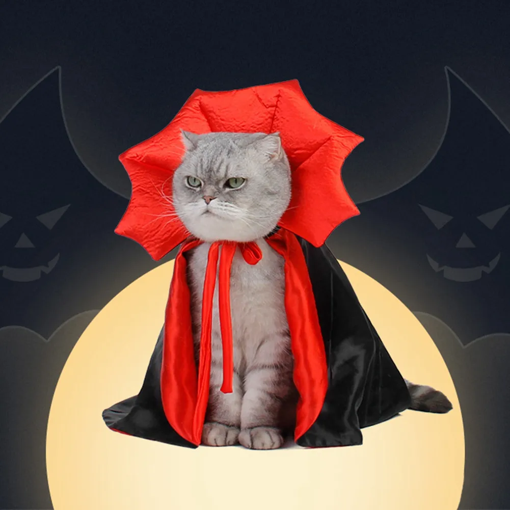 Halloween 2025 Cat Cosplay Costume Holiday Pet new Vampire Character Costumes New Indoor Kitten Horn Cape House Party Puppy Stuff