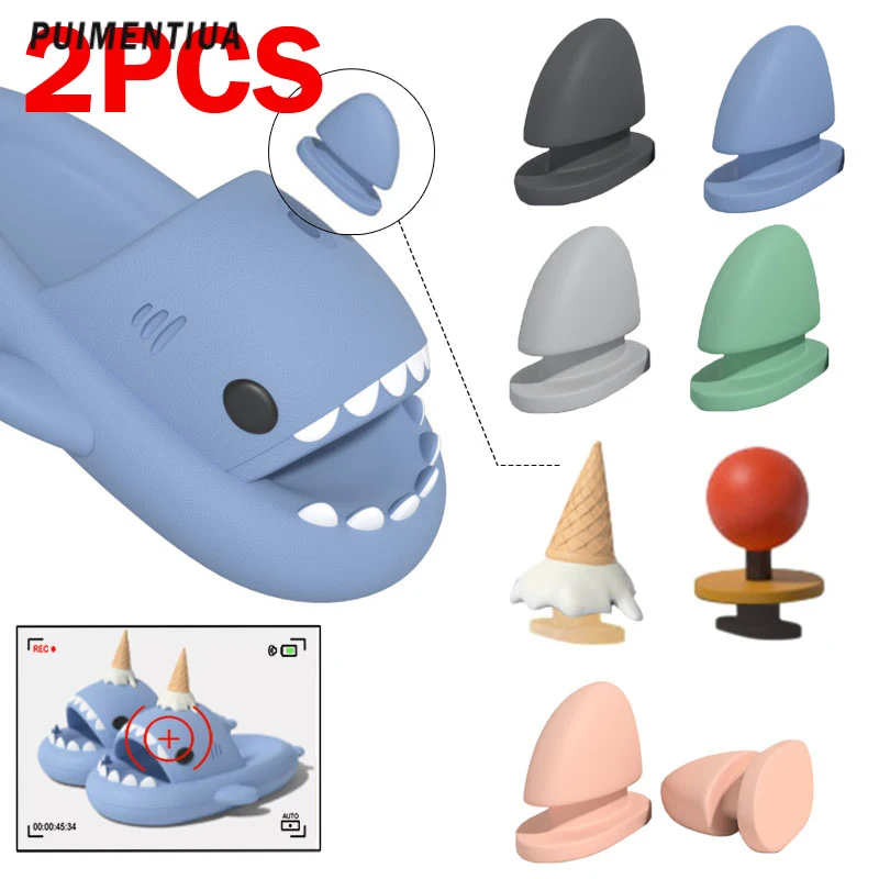 2pcs Summer Eva Shark Slides Diy Fins Charms Buckle Accessories For Shark Slippers Women Men Funny Charms Sandals Decoration
