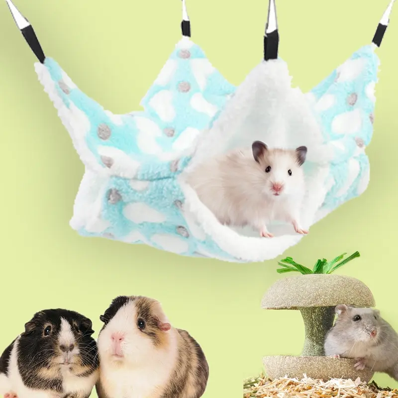 Hamster Hammock Small Pet new Hanging 2025 Bed Double Warm Thickened Honeybug Flying Squirrel Guinea Pig Hammock Pet Cage Accessories