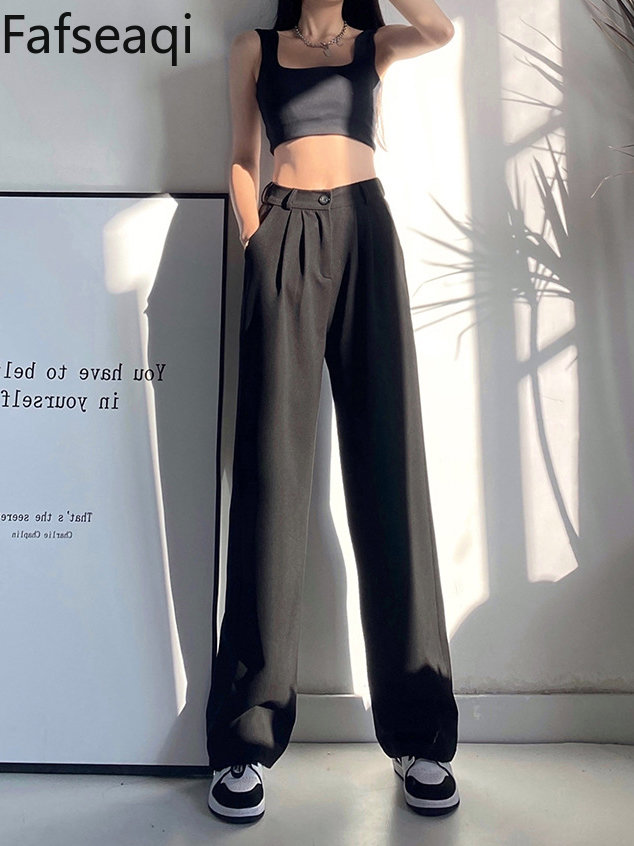 new Summer Ice Silk Wide Trousers for Women 2024 Loose White Thin Straight Pants Elegant Office Women 2025 Baggy Stacked Pants Sweatpants