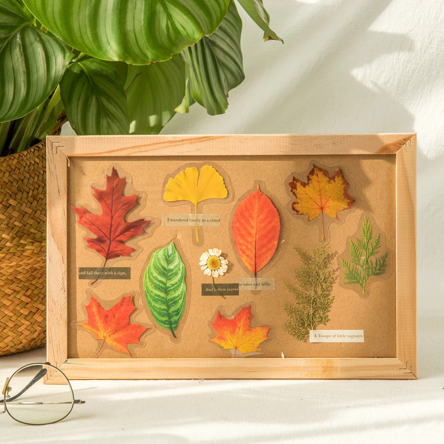 10 pcs Large size Leaves Stickers Adhesive Diy Scrapbook Sticker Planner hand made Stick Labels Collage Material Leaf Sticker