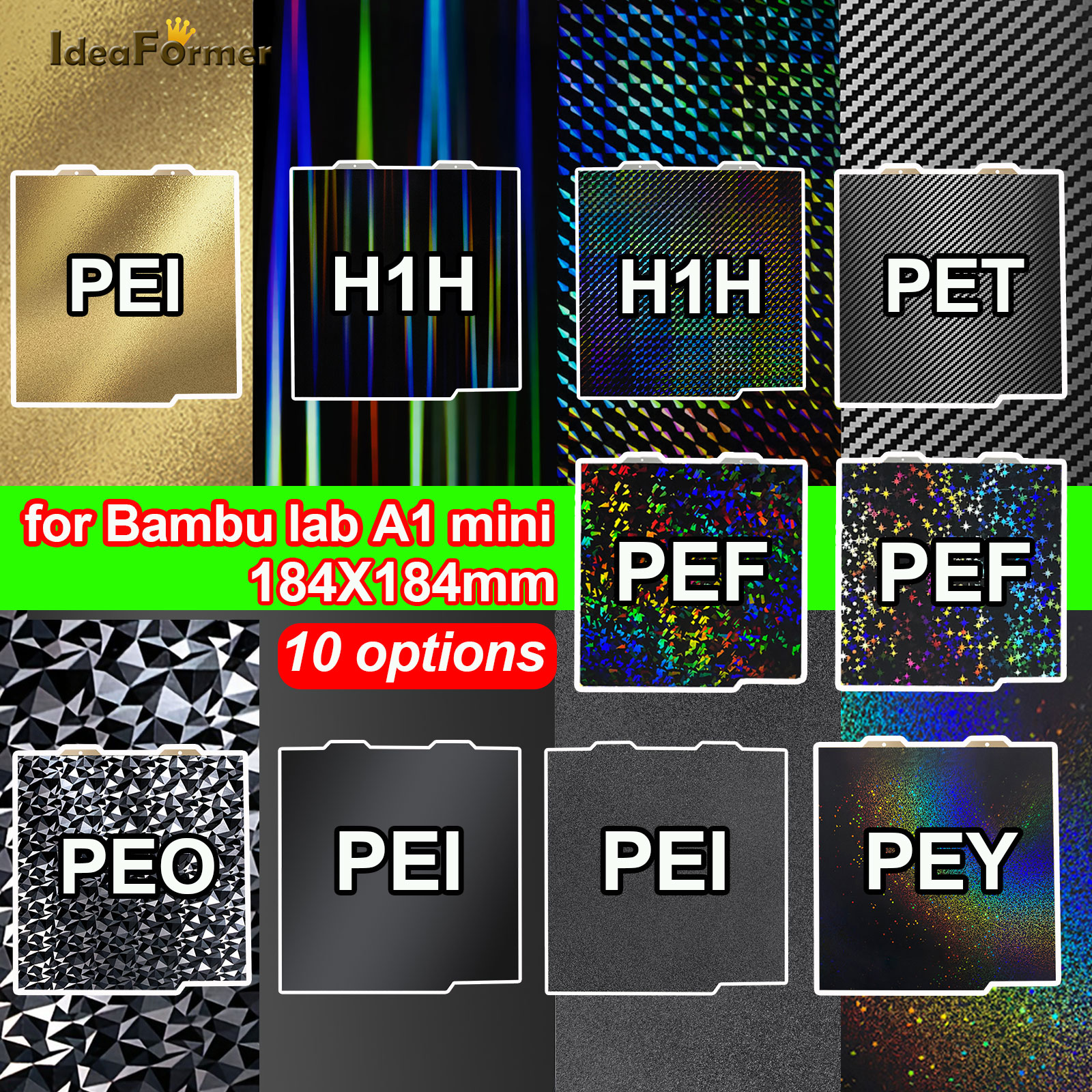 For Bambu Lab A1 Mini Build Plate Double Sided H1H PEY PEO new 2025 PET PEF Bed Spring Steel Sheet Pei Sheet 184x184 for Bambulab A1 Mini