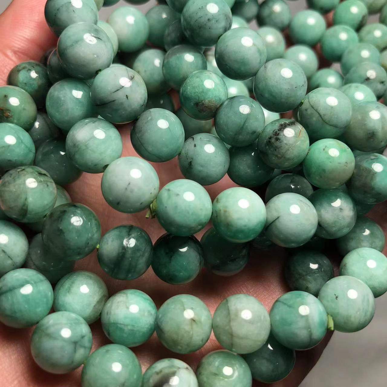 Meihan wholesale natural A+++ African Emerald gem stone smooth round loose beads for jewelry DIY making gift