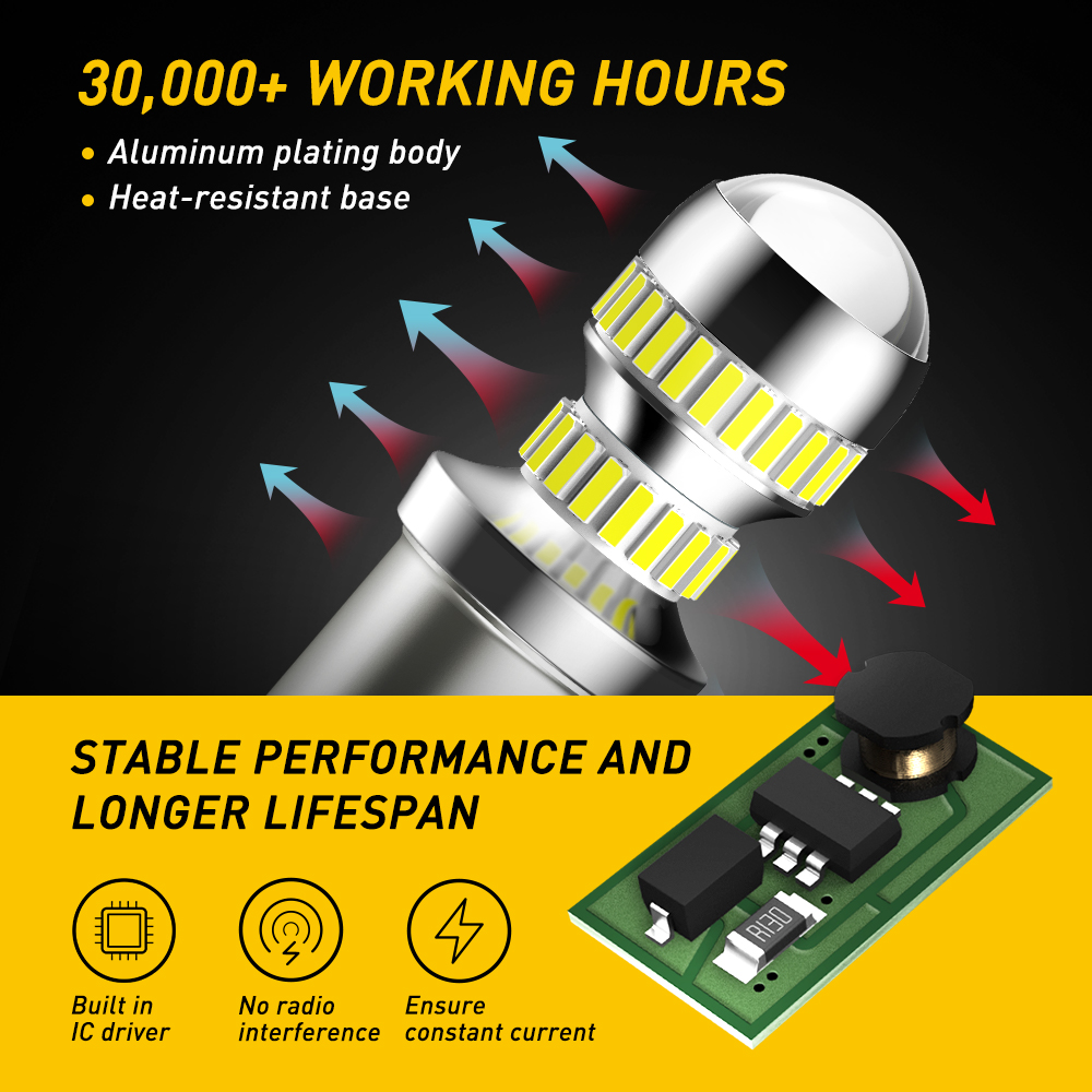 AUXITO 2x P21W Rear Reversing Light LED 1156 BA15S 7056 LED Bulb Car Backup Lamp For XC60 XC90 V70 S80 S40 S60 V60 C30 V50