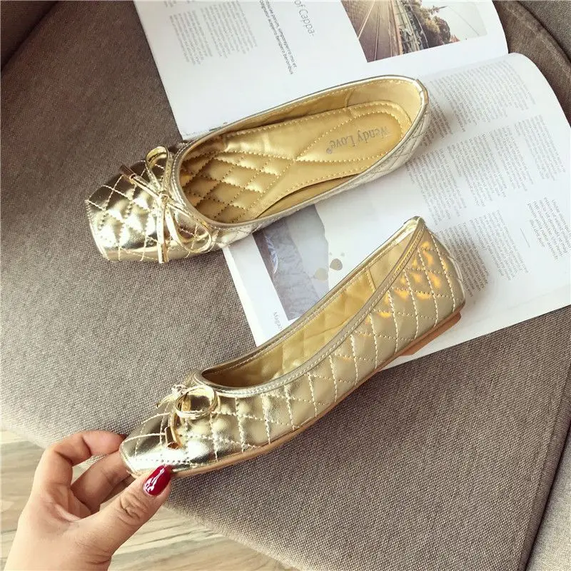 SLTNX Autumn High-end New Bow balck Matte Ballet Flat Shoes Women's Shoes Square Toe Comfortable Flat Shoes for Pregnant Women
