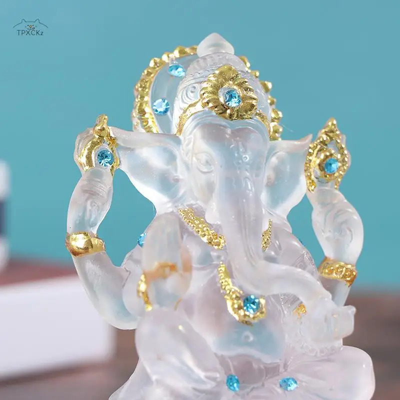 Ganesh Hindu Elephant God of Success Statue Resin Transparent Figurine Ornament 240521