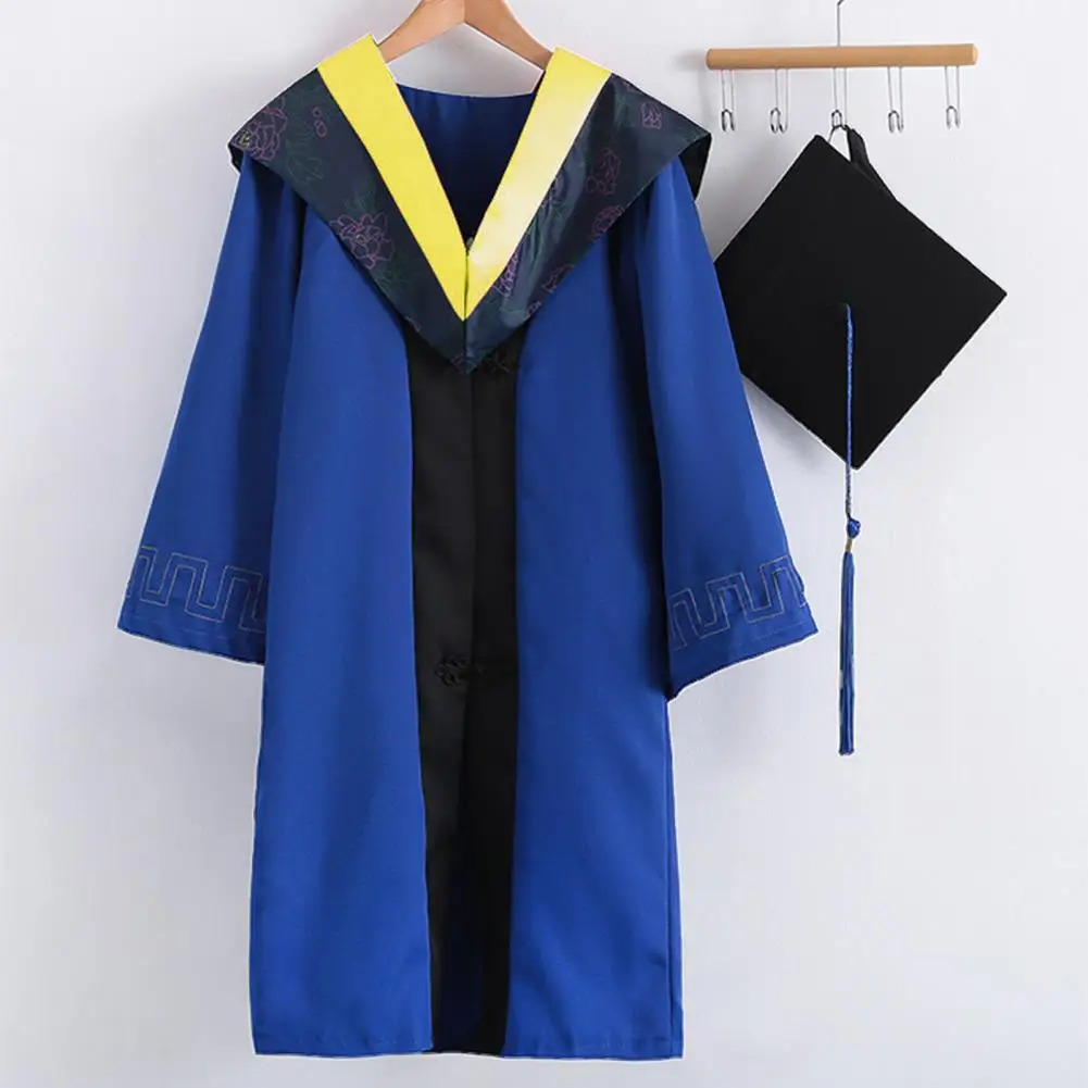 1 Set Graduation Uniform Super Soft Wear Resistant Polyester Bachelor Hat Graduation Cloak Pography Props Set For College 240513