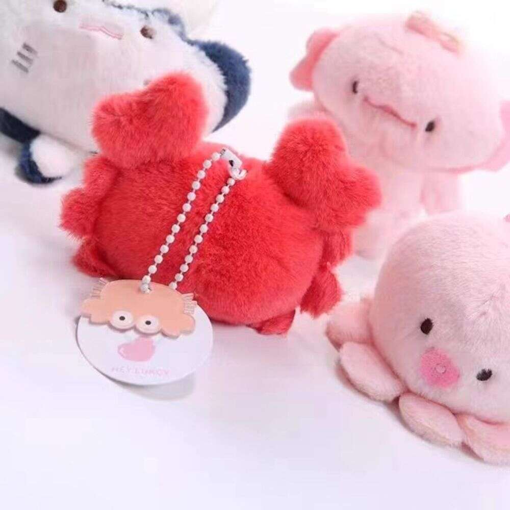 3PCS Ray Marine Organisms Key Chain Kawaii Crab Funny Fish Pendant Cartoon Soft Plush Doll Keychain Bag Hanging