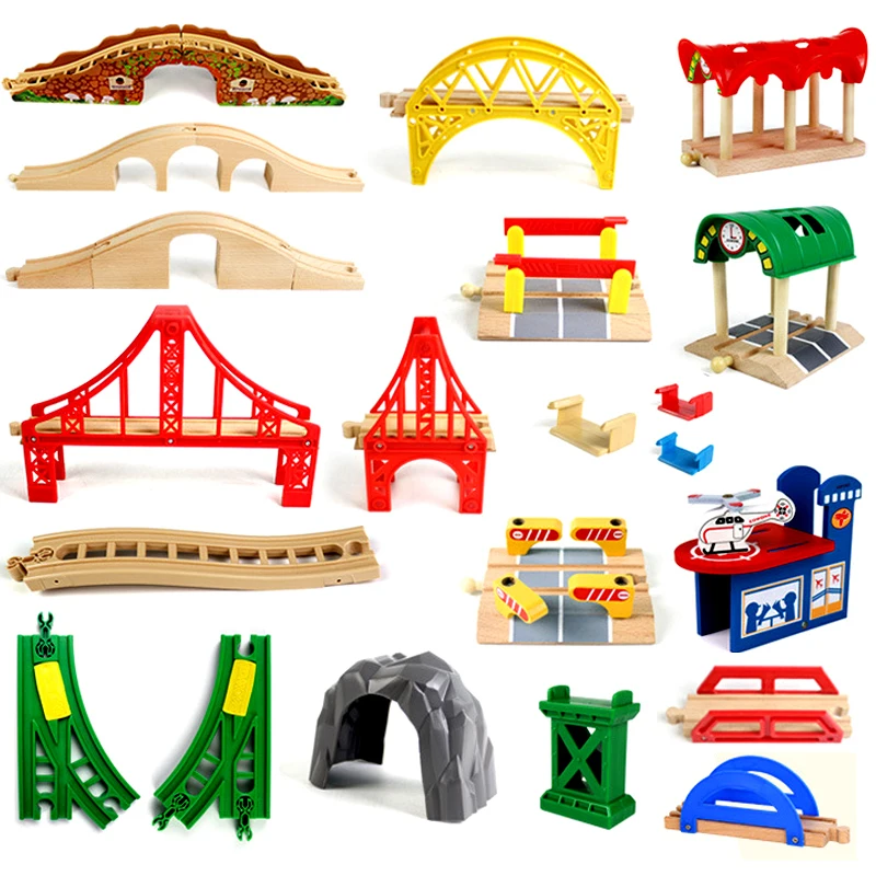 Kids Railway Toys Wooden Train Track Accessories Beech Wooden Tracks Bridge Fit for Brand Tracks Toys for Children Gifts