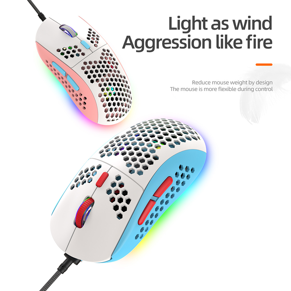 M8 Optical Wired Mouse Macro Programming Backlit Gaming Mouse RGB Light Adjustable Backlit Mouse Comfortable for Home Office