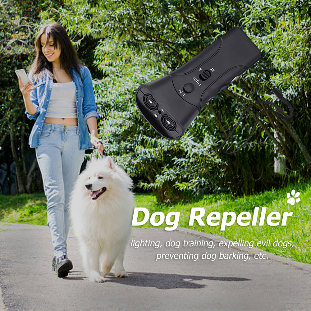 Ultrasonic Bark Arrester Lightweight with LED Flashlight Dog Repeller Portable Dog Anti Barking Device for Pet Training Supplies