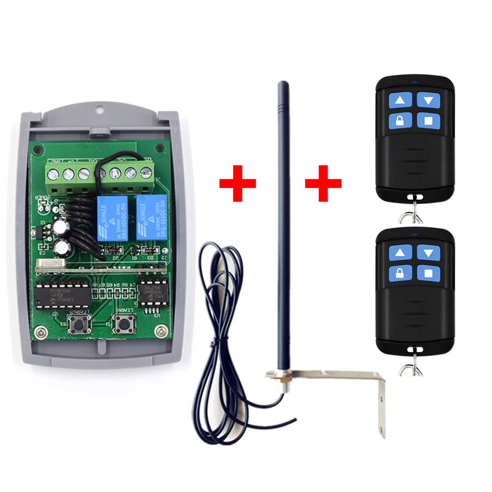 2 new Channel Gate Garage Remote Control 433mhz Receiver + Remote Control Transmitter + Antenna Replacement 2025 Door Opener Controller