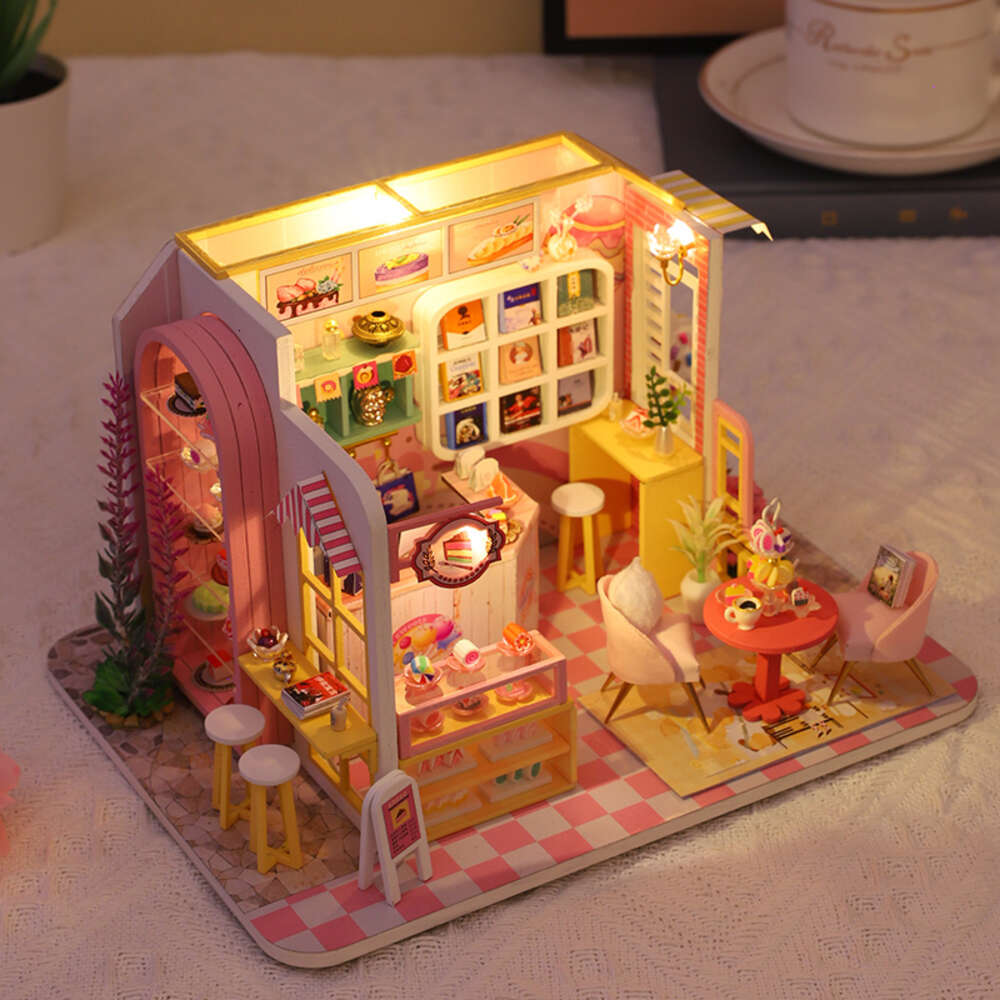 DIY Wooden Dollhouse Miniature Blue Ocean Villa Doll House with Furniture Kit Casa Toys for Children Girls Birthday Gifts