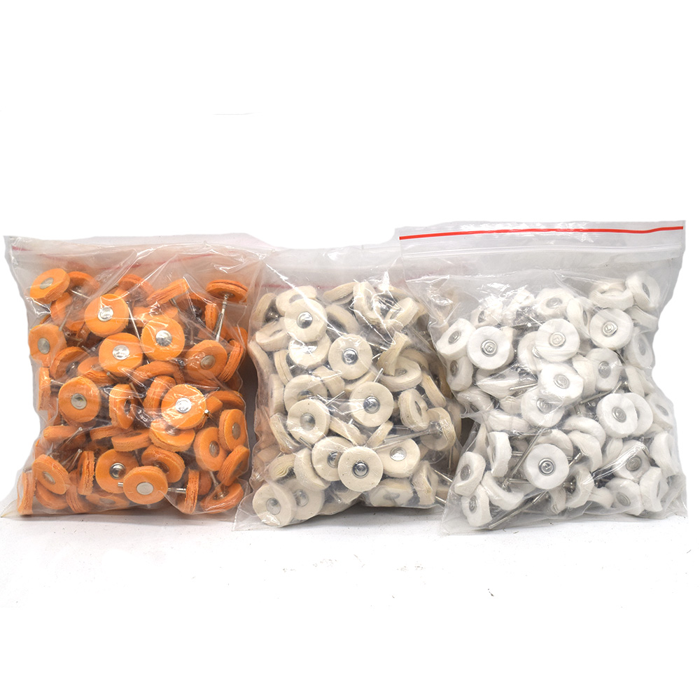 100PCS Yellow White Cloth Wheel Brush 6X 22mm Rotary Round Polishing Buffing Tool For Dremel
