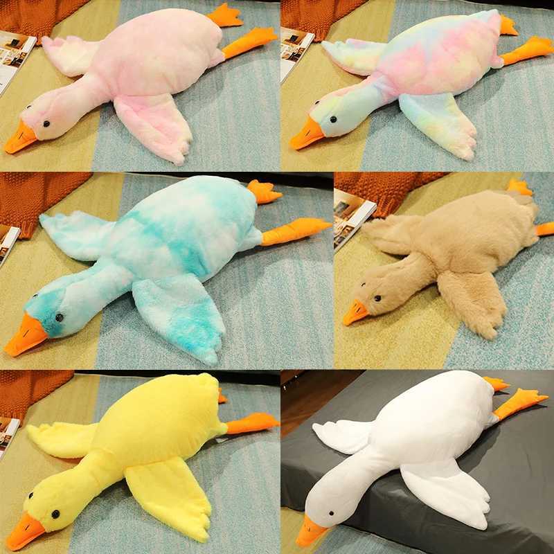 Plush Cushions 50-190cm Kaii Colorful Giant Duck Plush Toy Big Stuffed Animal Goose Doll Sleep Hug Pillow Cushion Childrens Gifts Room Decor