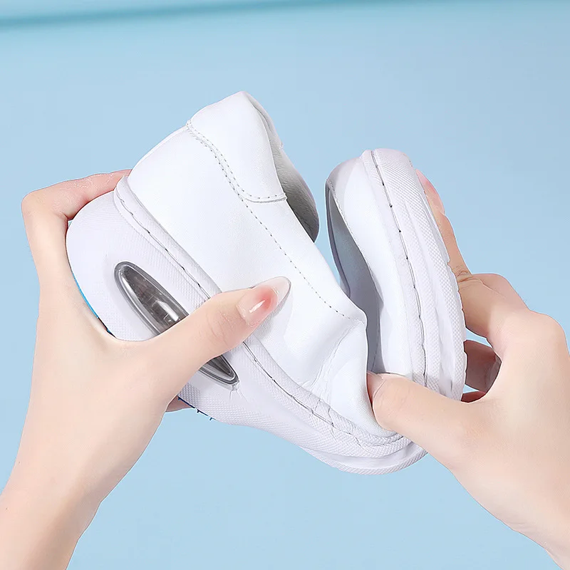 Summer Genuine Leather Women's Shoes Nurse Swing Work All Single Star Wedges Women's Shoes Black White Platform Womens Shoes