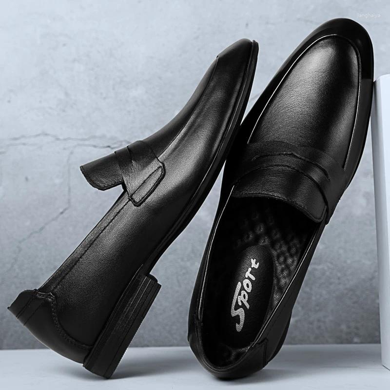 Casual Shoes 2024 Black Genuine Leather Gentleman Fashion Dress Men Business Loafers Men's Slip On Big Size 49