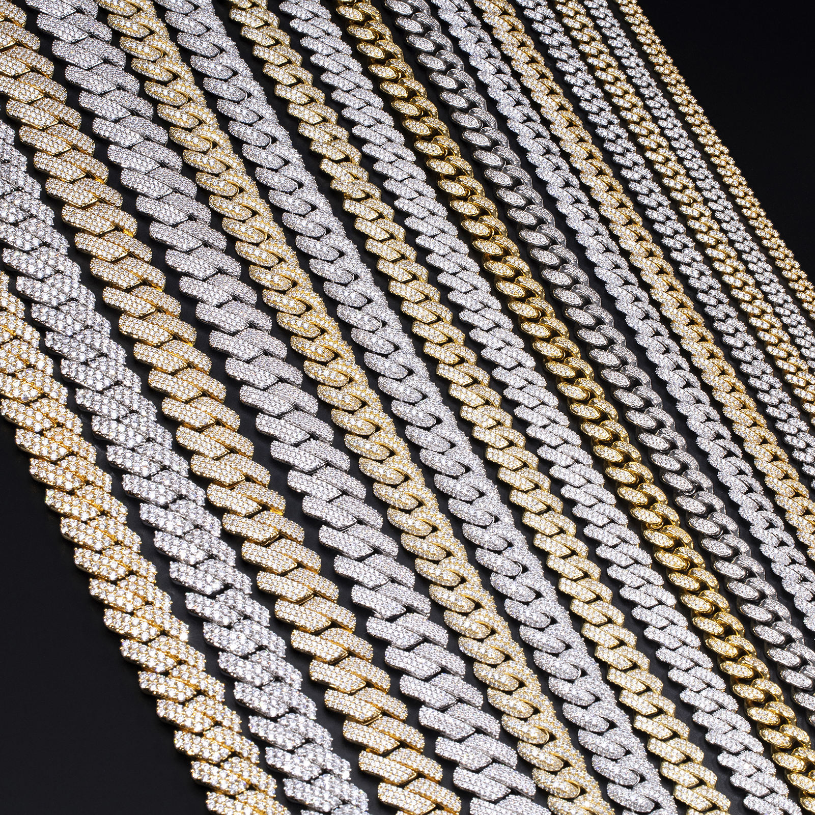 moissanite cuban link chain 14mm round cut vvs 925 sterling silver iced out box clasp designer product men and women