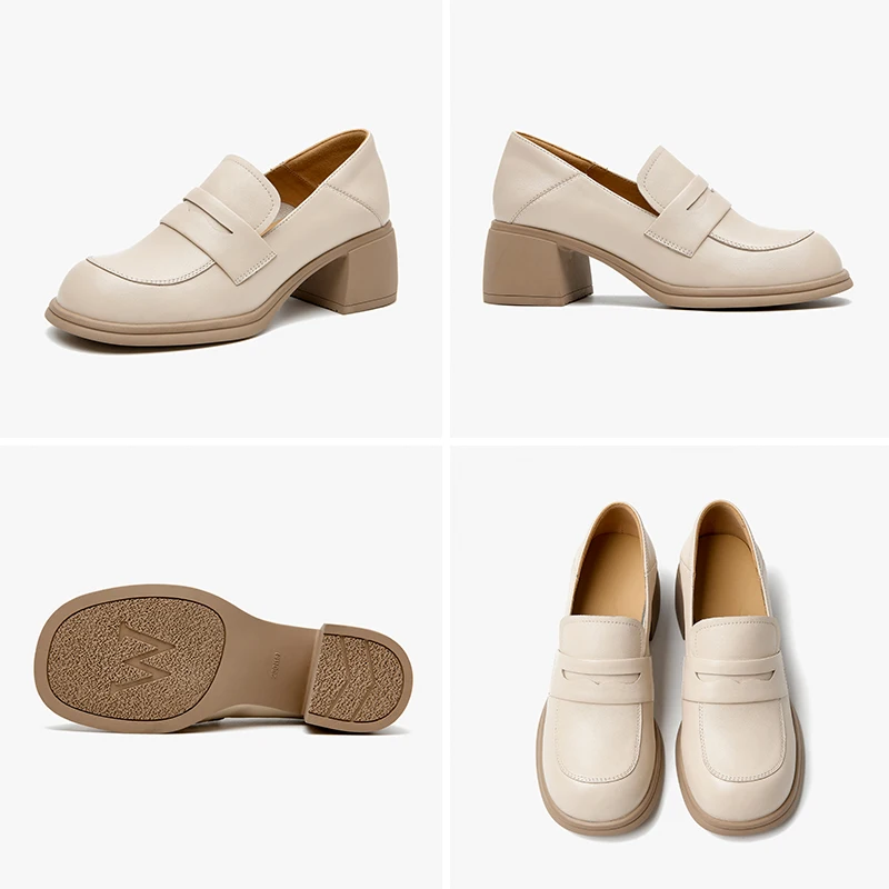 Beautoday new Penny Loafers Women Genuine Cow 2025 Leather Calfskin Platform Square Toe Vintage Ladies Retro Shoes Handmade HW15371