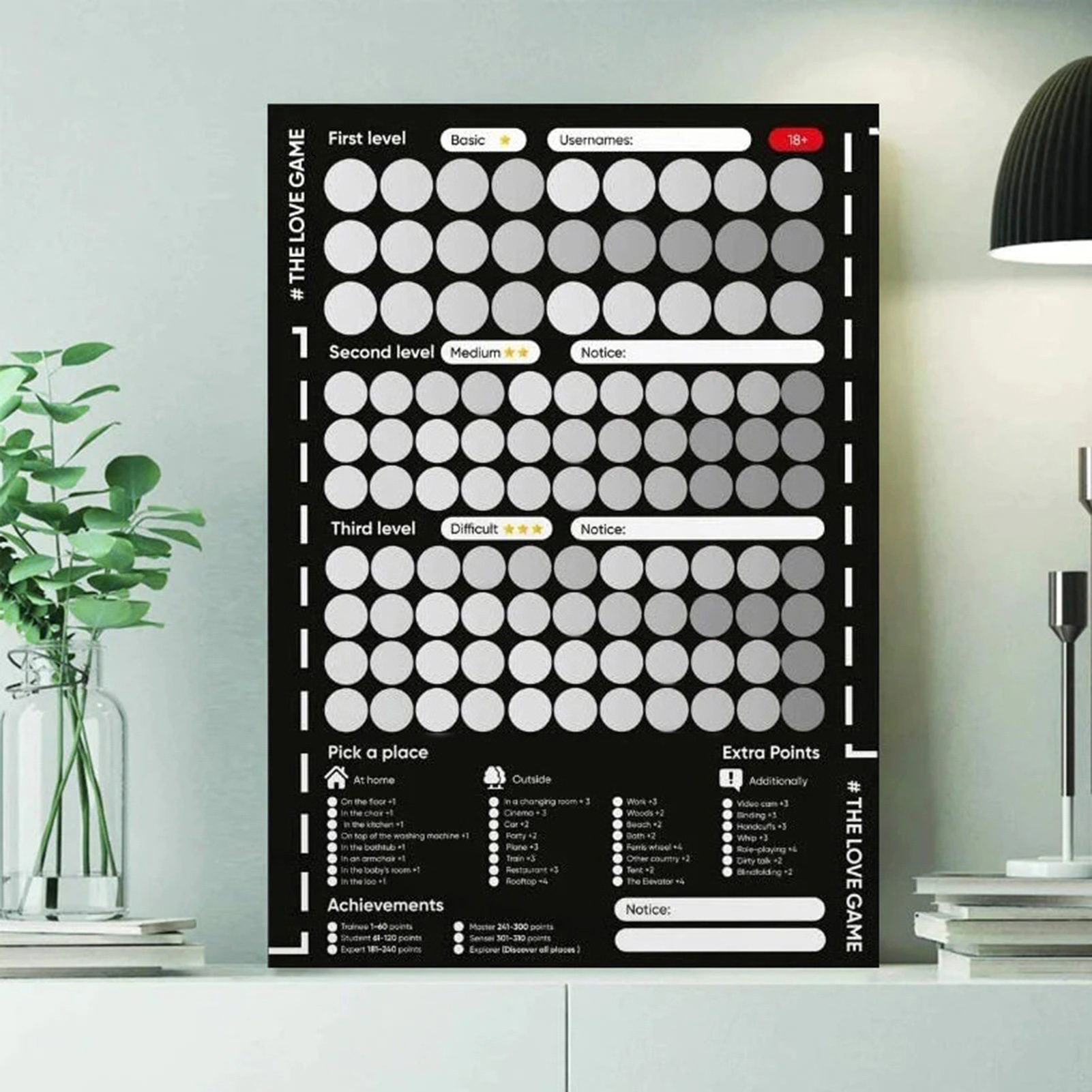 NEW 100 Things To Do Between Couples Couples Games Bedroom Scratch Off Poster 100 Dates Scratch Off List