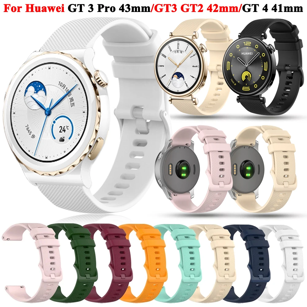 Watchband 20mm 18mm Strap For Huawei Watch GT 4 41mm /GT 3 Pro 43mm /GT3 GT2 42mm Smartwatch Silicone Women Girl Bands Bracelet