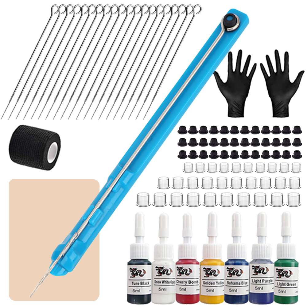 3D Hand Poke and Stick Tattoo Kit DIY Tattoo Ink Needles Set for Hand Poke Stick Tattoo Beginners Practice Tattoo Supplies