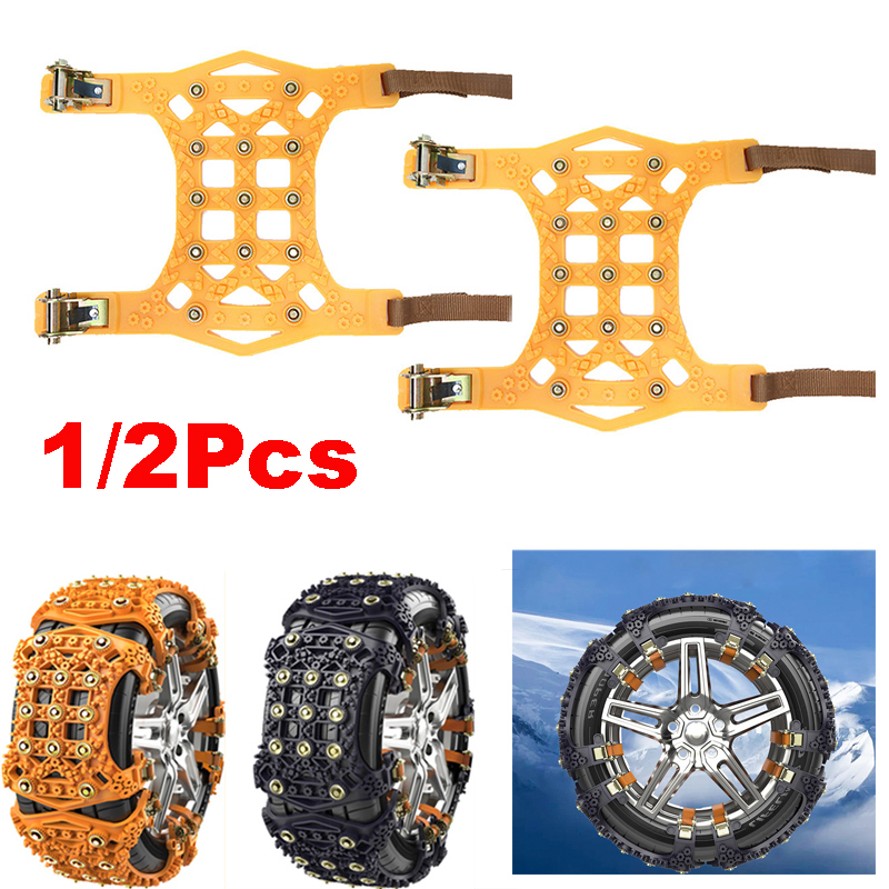 1/2Pcs Universal Anti-skid Car Tire Winter Road Safety Snow Chain Emergency Snow Mud Sand Tire Chain Straps For Car SUV Truck RV