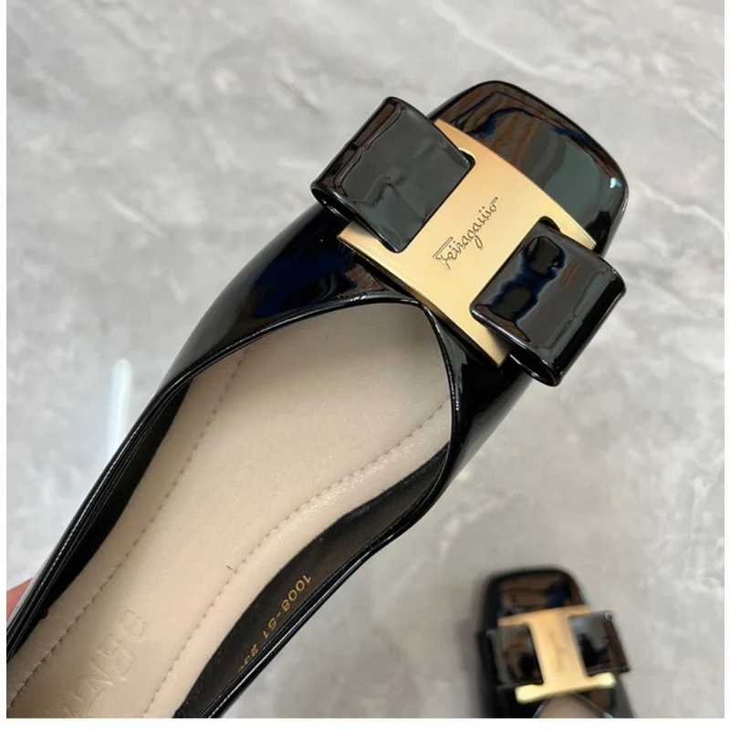 new Square-toe Shoes Women's Spring and Summer Flat Bottom 23 New Autumn Black Shoes Four Seasons Boat 2025 Shoes Plus Size Women's Shoes