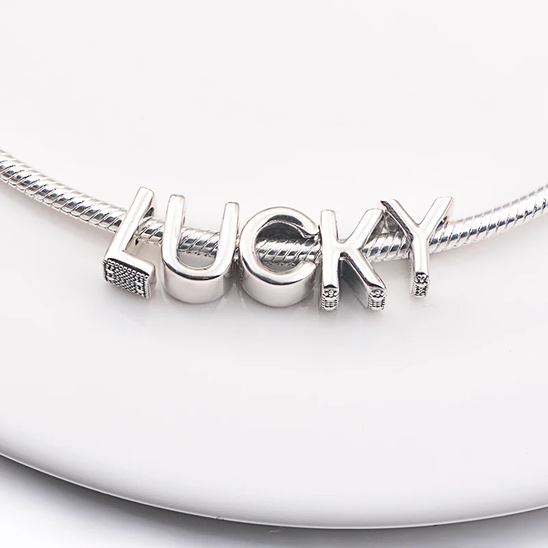Silver New Letter A-Z Charm Beads Suitable For S925 Snake Charm Bracelet Pendant Women's DIY Jewelry Free Shipping