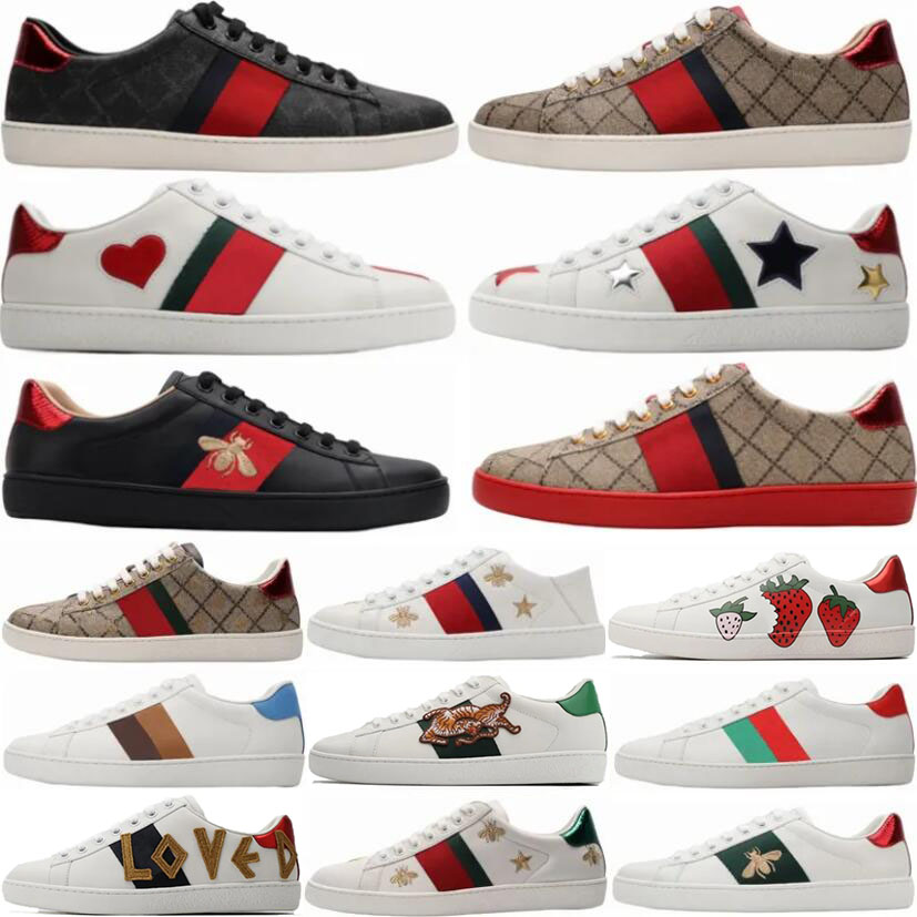 Designer Men Women Casual Shoes Bee Snake Tiger Sneakers Chaussures Genuine Leather Shoe Embroidery Classic Trainers Python Sneaker