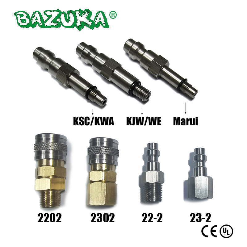 New HPA Magazine Taps Valve Adapter Adaptor Male Foster Quick Disconnect Coupler Marui KJW/WE KSC/KWA (US)