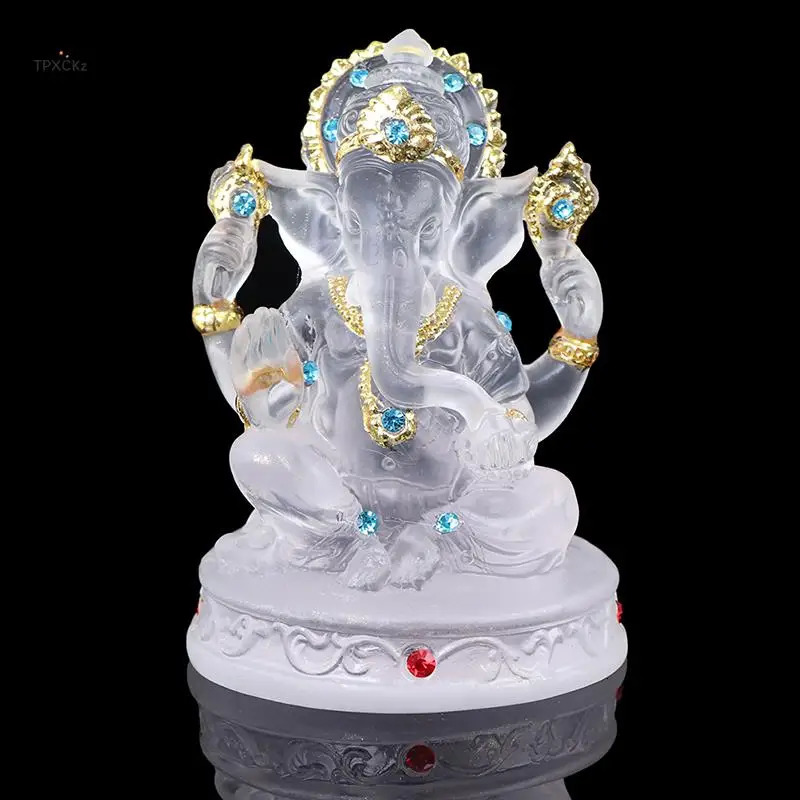Ganesh Hindu Elephant God of Success Statue Resin Transparent Figurine Ornament 240521