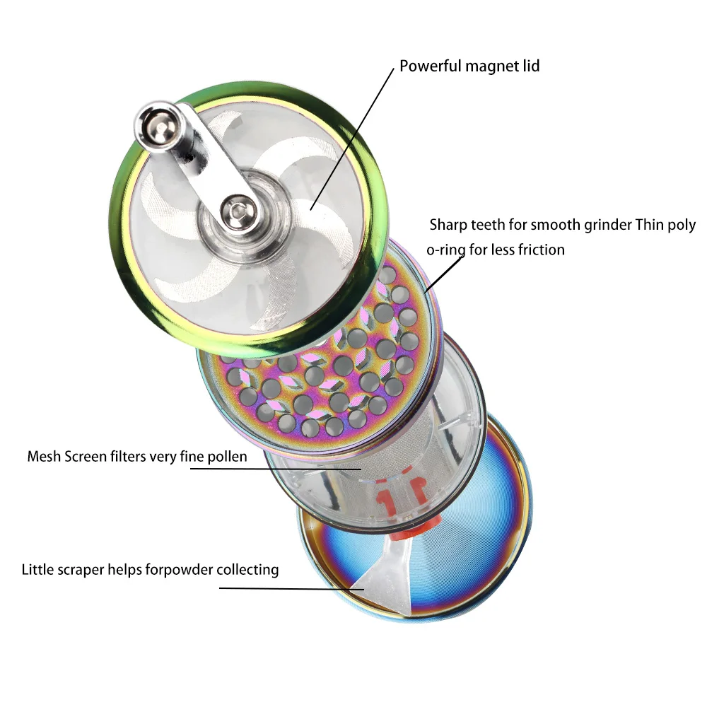 With Drawer Crusher Layers Herb Grinder Hand Cranked Clear Top Crank Pollinator Spice 5 - view 4