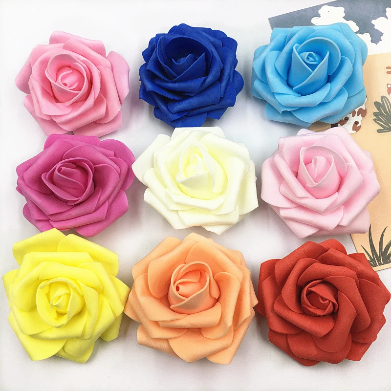 20/30/50Pcs 8CM Artificial PE Foam Rose Flowers Heads Bride Bouquet 2025 Flower new For Wedding Party Decorative Scrapbooking DIY Flower