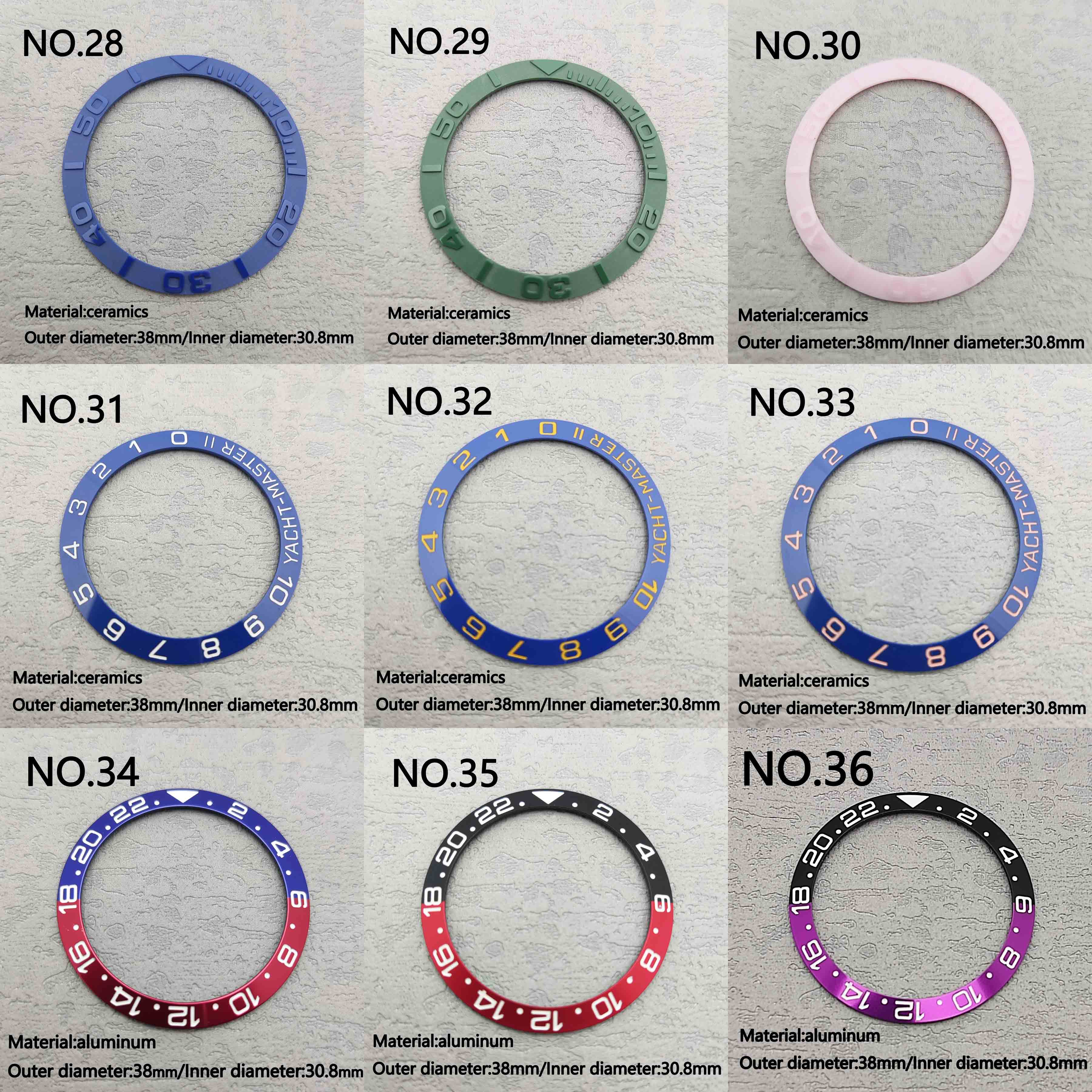 38mm Ceramic Bezel GMT and Diving watch Insert For 40mm Mens Watch Watches Replace Accessories Watch Face Watch Bezel Inserts Al