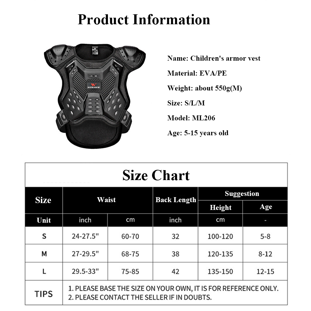 Kids Body Chest Spine Protector Protective Warm Guard Vest Motorcycle Jacket Child Armor Gear For Motocross Dirt Bike Cycling