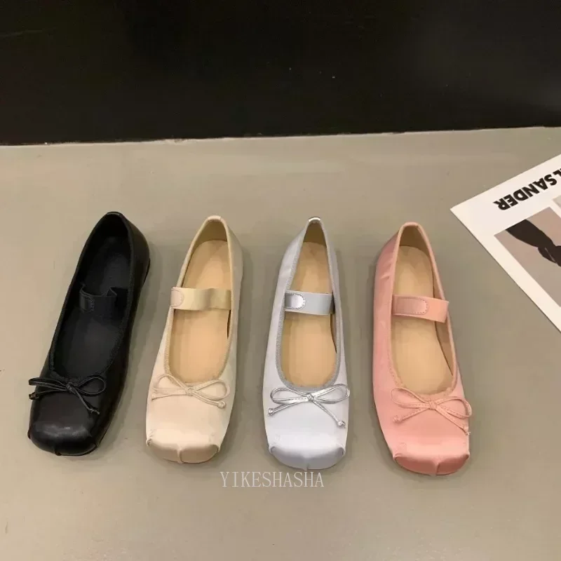 New Spring Summer Flat Ballet Shoes Women's Shoes Retro Satin Mary Jane Shoes Ballet Flats Women Zapatos Mujer