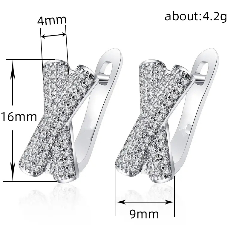 Sier Gold Cross Earring: Designer Jewelry Zirconia Studded Hoop Earrings for Men Women 4 3507f