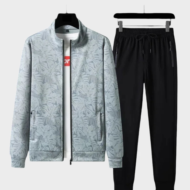 7XL Large Spring Two Piece Youth Sports Set Mens Casual Loose Sweatwear Cardigan Long sleeved Coat Set 240513