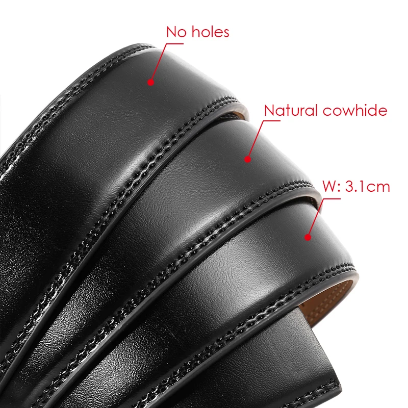 VATLTY 100cm-130cm Leather Belt for Men Alloy Automatic Buckle Silver Belt Male 31mm Non-porous Cowhide Boss Brown Belt Girdles