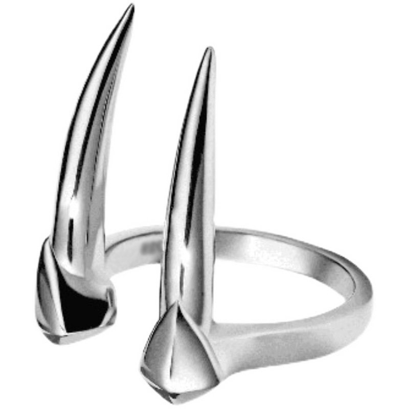 Gothic Punk Silver Color Vampire Teeth Fangs Finger Ring for Men Women Hip Hop Chic Open Rings Adjustable Party Jewelry Gifts