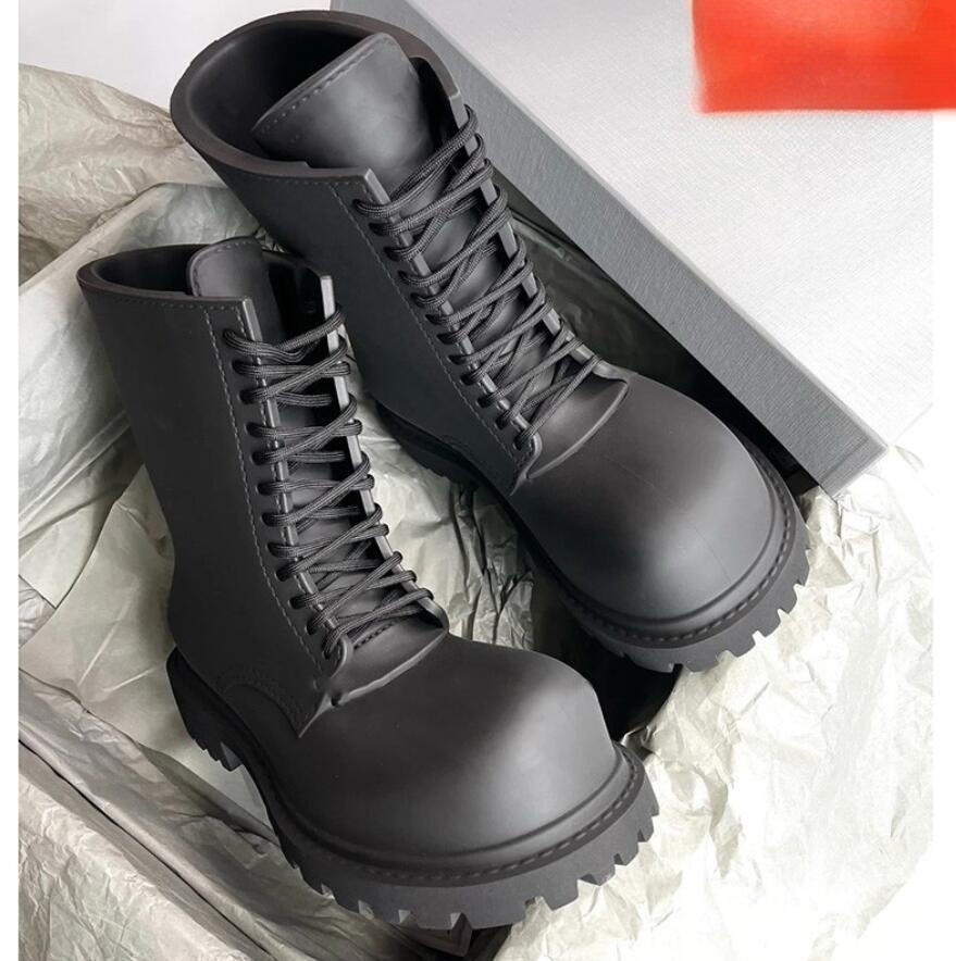 2023 Men's Full Eva Black Army Boots Round Big Toe Thick Sole Casual Stage Shoes Male Lace-up Chelsea Footwear Luxury Designer